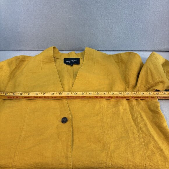 Lafayette 148 New York Zeke Linen-Blend Blazer in Mustard Yellow Size 14 - Picture 7 of 10
